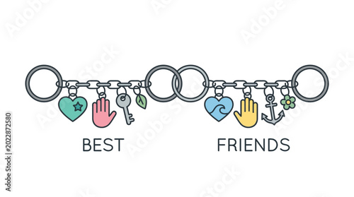 Canvastavla Best Friends Keychain Set with Colorful Decorative Charms.