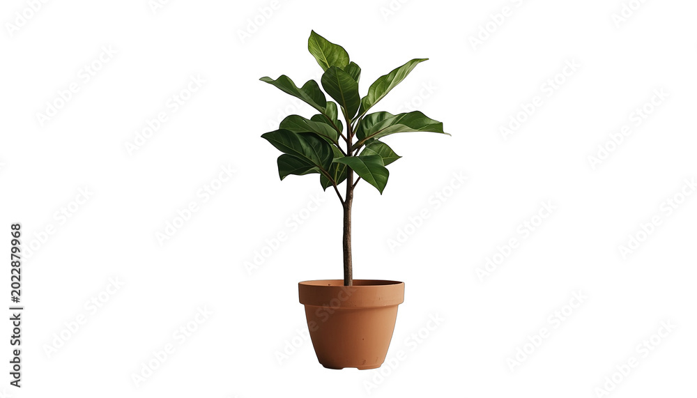Obraz premium A small potted plant with green leaves on transparent background