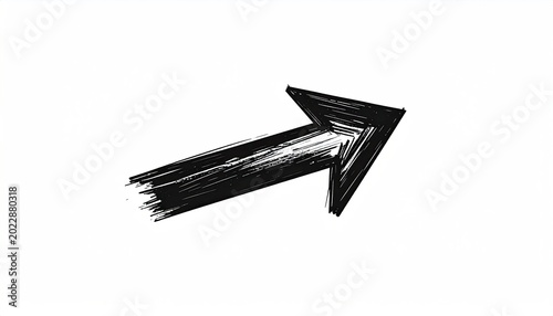 Rough sketch of arrow pointing right with a slightly blurred, textured appearance