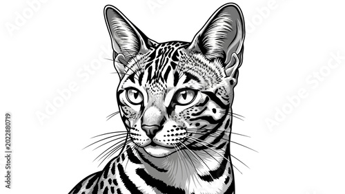 Fotografía Graphic Illustration of a Bengal Cat Portrait