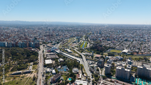Φωτογραφία Aerial panoramic view of Cordoba city skyline and Suquia River, Argentina