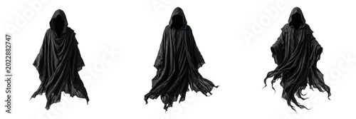 Φωτογραφία Dark mysterious hooded cloak costume silhouette isolated transparent background