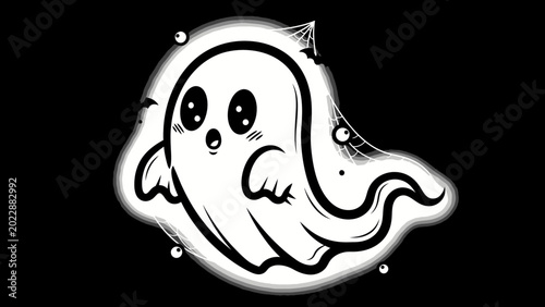 Foto Cute Cartoon Ghost Illustration for Halloween Design