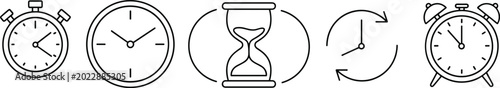 Фотография Collection of timekeeping icons in outline style stopwatch