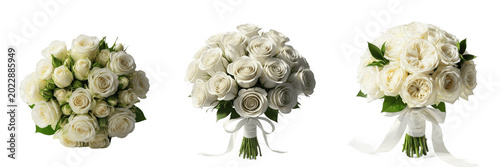 Foto Elegant Bridal White Roses Bouquet Arrangement For Wedding Celebration On Transp