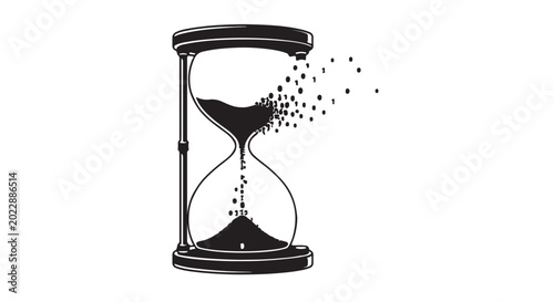 Tableau sur toile Time management and digital era concept, a classic hourglass melting and dissolv