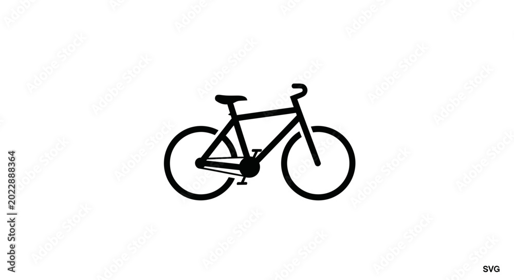 Fototapeta premium Simple Bicycle Icon Vector Graphic Black Silhouette on White Background