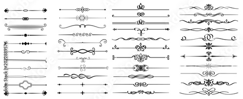 Bild auf Leinwand decorative divider border vectors with ornate floral geometric line separators c