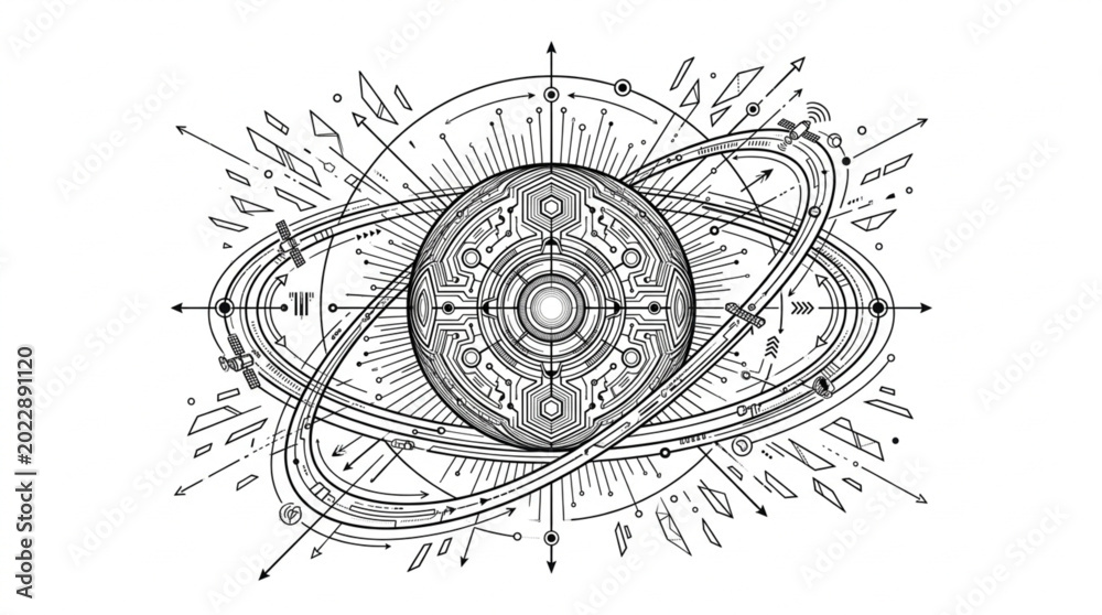 Naklejka premium Futuristic Communication System Outline Design
