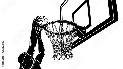 Bild auf Leinwand Basketball player silhouette dunking a ball into the hoop