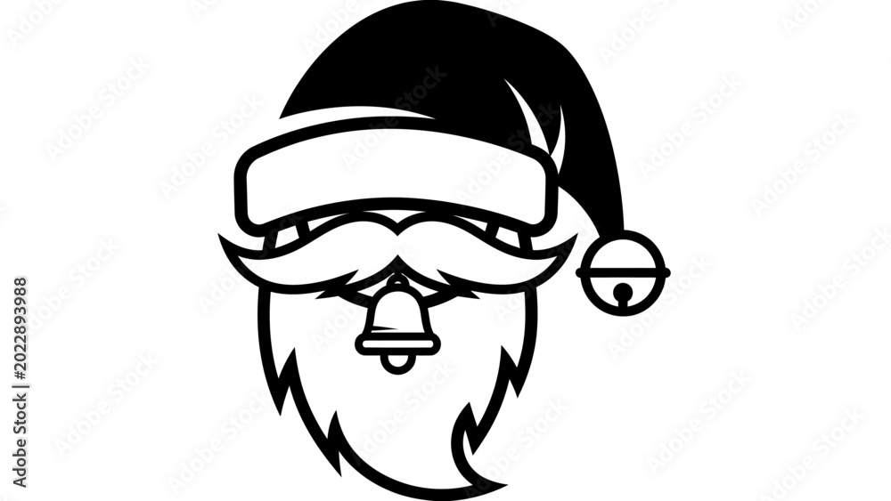 Αυτοκόλλητο Minimalist Santa Claus Face Icon with Jingle Bell