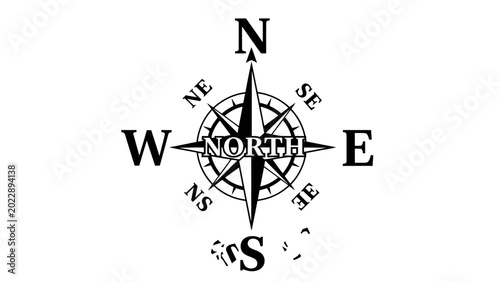 Tableau sur toile Compass Rose Navigation Icon with Cardinal Directions