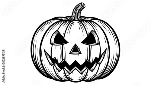 Tableau sur toile Hand Drawn Jack O Lantern Pumpkin Illustration