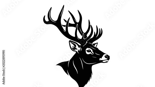 Photos Minimalist Black and White Deer Head Graphic Illustration