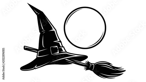 Foto Witch Hat and Magic Broomstick Silhouette Graphic