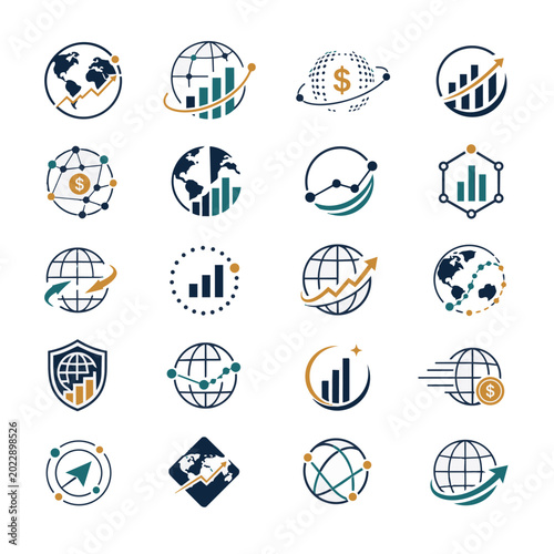 Global Business and Finance Icon Set