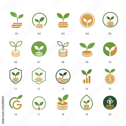 Green Investment and Sustainable Finance Icon Set