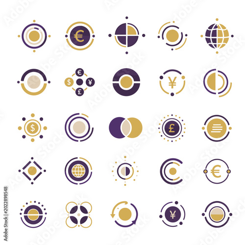 Set of Abstract Financial and Business Icons Vector