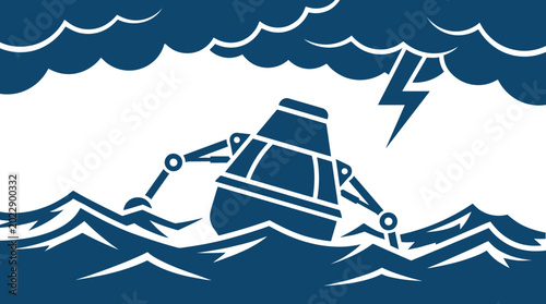 Bild auf Leinwand Wave Power Energy Converter in Rough Sea