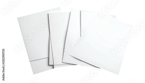 Several blank white paper envelopes arranged in a loose overlapping stack