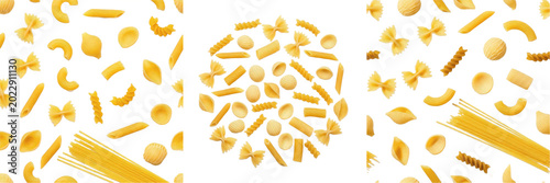 Pile of Uncooked Yellow Macaroni Pasta, Traditional Italian Durum Wheat Elbow Pasta Raw Food Ingredient Transparent Background PNG