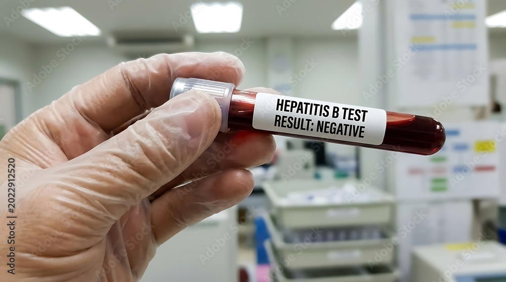 Naklejka premium Negative in a medical laboratory setting with equipment in the background.