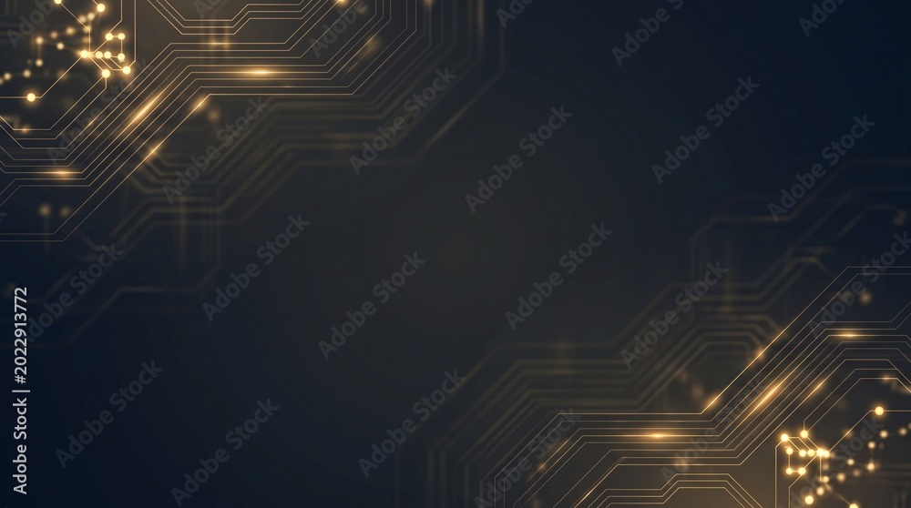 Obraz premium Abstract Futuristic Circuit Board Pattern on Dark Background with Lights