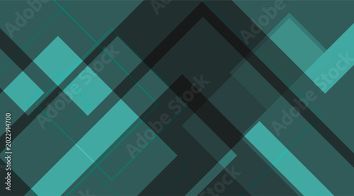 Obraz na plátne Geometric Abstract Teal and Dark Green Overlapping Shapes Background