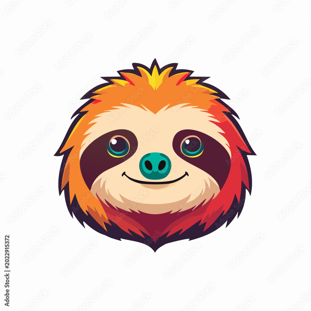 Fototapeta premium Cute Cartoon Sloth Face Illustration