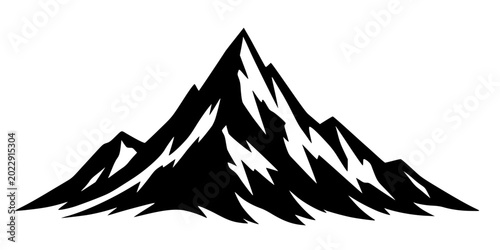 Картината върху платно Mountain Silhouette, Black silhouette of a mountain with white highlights, symbo
