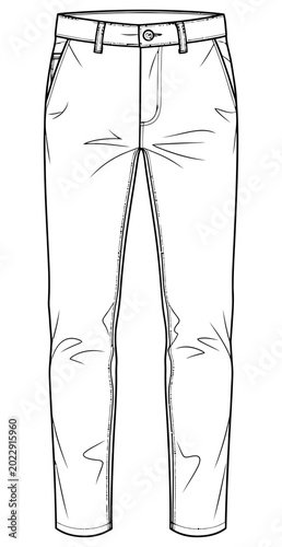 Men's Casual Tapered Fit Pants Vector Fashion Illustration
