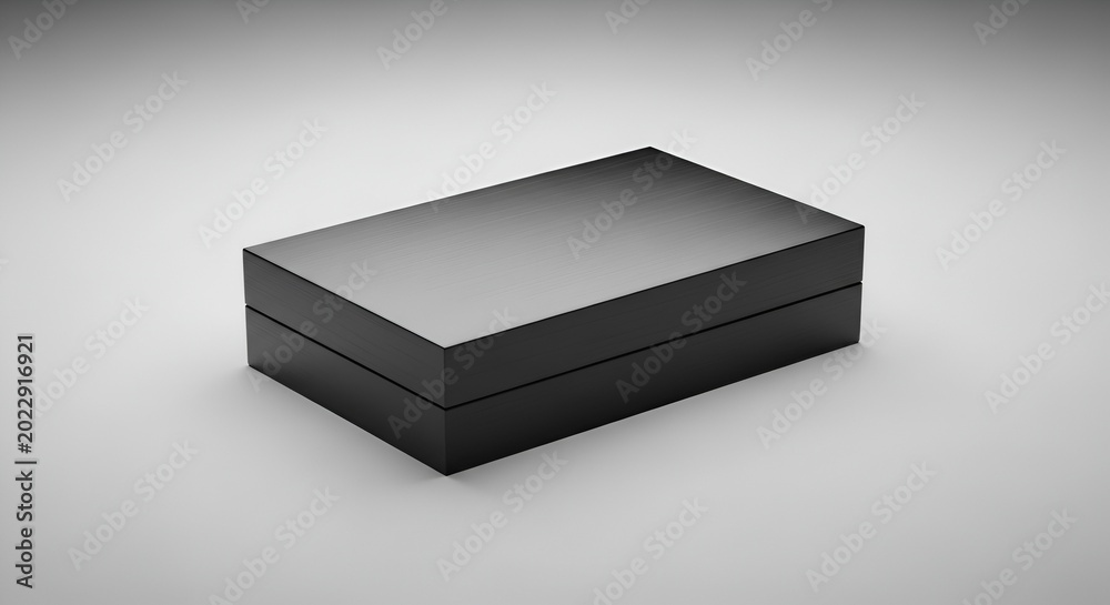 Fototapeta premium Sleek Black Gift Box, Minimalist Design, Studio Shot