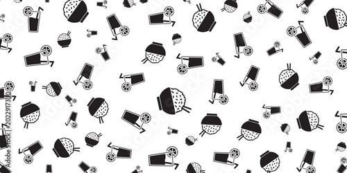 Fotografi Seamless Pattern of Golf Balls and Golf Clubs Icons.