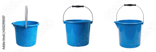 Bild auf Leinwand Blue Plastic Water Bucket Isolated PNG Transparent Background Housekeeping Tool