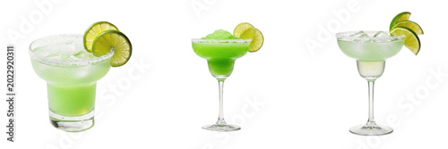 Konstfotografi Vibrant Green Iced Frozen Midori Melon Sour Cocktail Glass Lime Slice Garnish Su