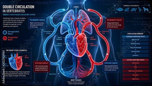 Double Circulation System in Vertebrates Medical Infographic