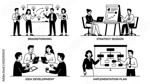 Photos Business people in meeting room discussion.