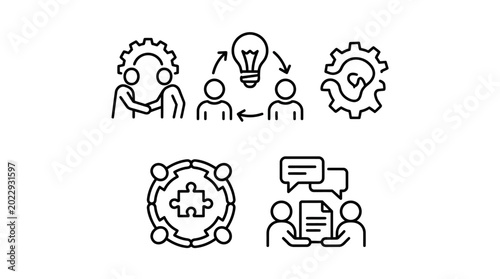 Tableau sur toile People communicating with ideas and teamwork.