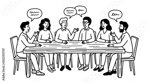 Schilderij op canvas Diverse group of adults in discussion.