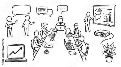 Foto Business people discussing in meeting room.