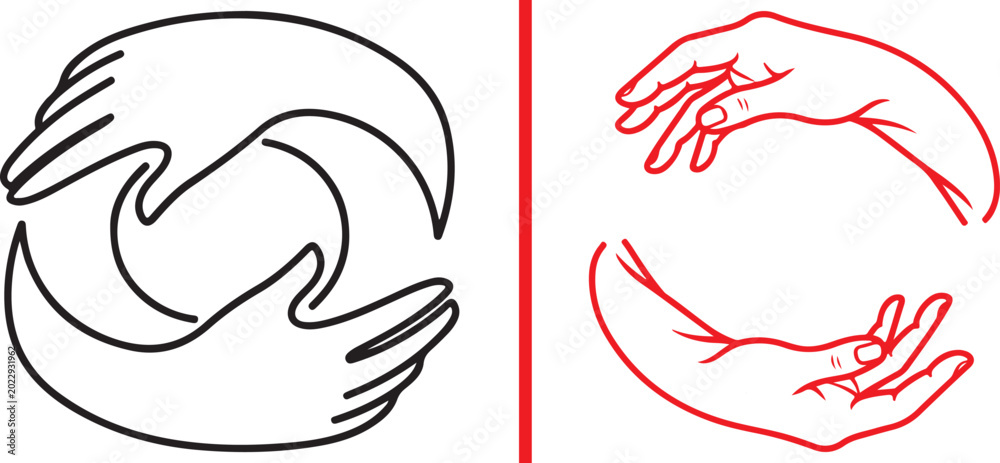 Obraz premium Interlocking hands forming a circular flow graphic