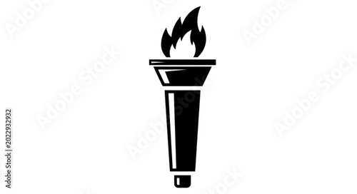 Photos Minimalist Torch Icon Symbol for Fire and Light.