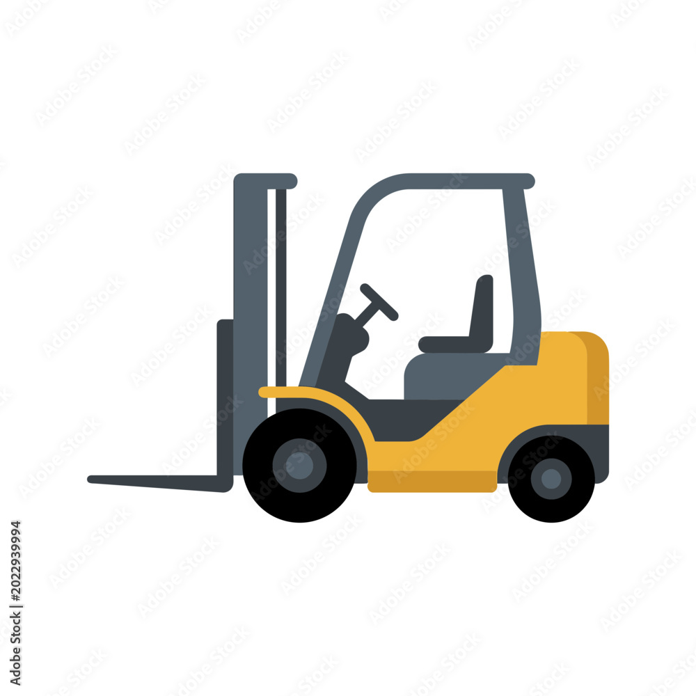 Naklejka premium Yellow forklift machine for material handling
