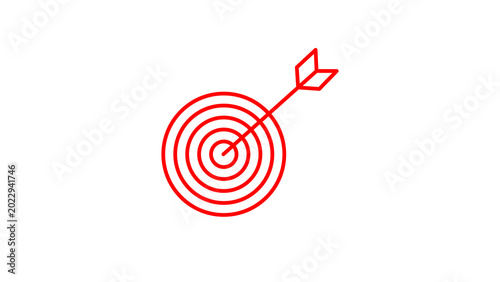 Foto Red Target With Arrow Hitting Bullseye Icon Representing Goal, Success, Focus, A