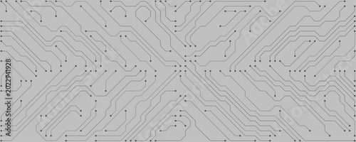 Abstract digital circuit board pattern with intersecting lines and nodes on a light gray background for technology concepts