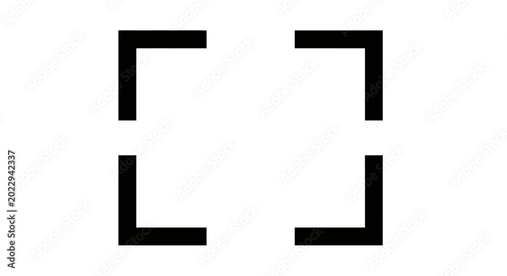 Fototapeta premium Black corner brackets on white background, graphic elements, design frame