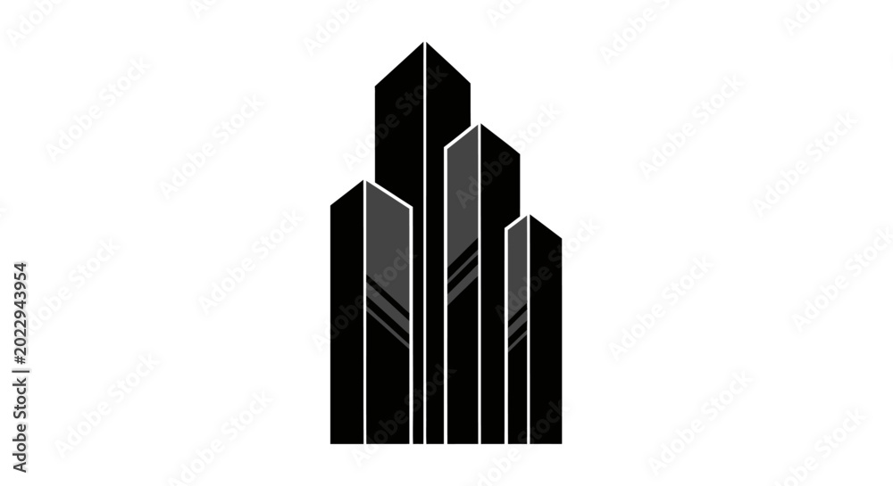 Fototapeta premium Modern Skyscraper Silhouette, Abstract Cityscape, Geometric Building Design