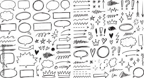 set of hand drawn speech bubbles