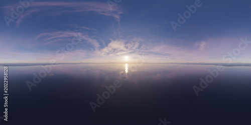 Fotografi Serene Purple Sunset Over Calm Ocean With Mirror-Like Horizon Reflection — Panor
