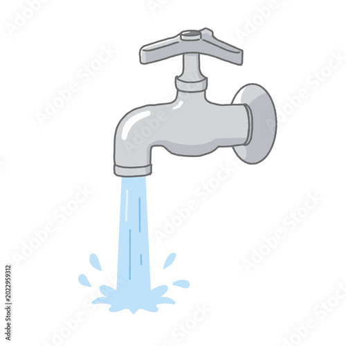 Water flowing from faucet illustration